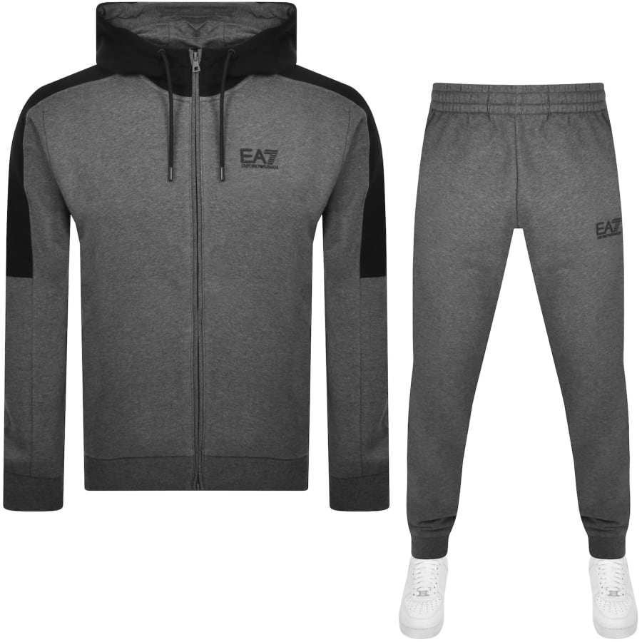 EA7 Emporio Armani Logo Tracksuit Grey Mainline Menswear Denmark